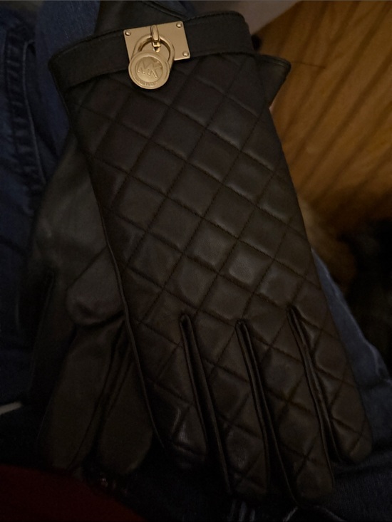 Michael Kors Accessories - Michael Kors Quilted Leather Gloves with Gold Logo Charm - Black